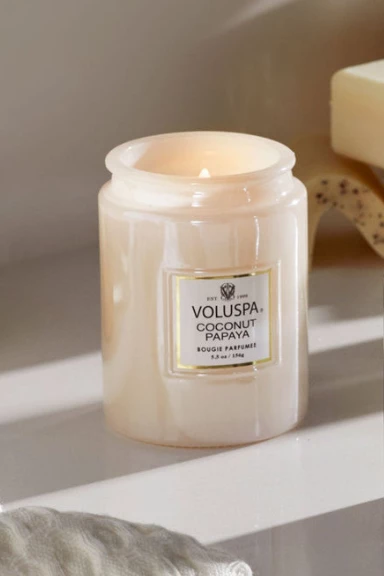 GIFT Voluspa Small Embossed Glass Jar - Coconut Papaya 1 GIFT Voluspa Small Embossed Glass Jar - Coconut Papaya