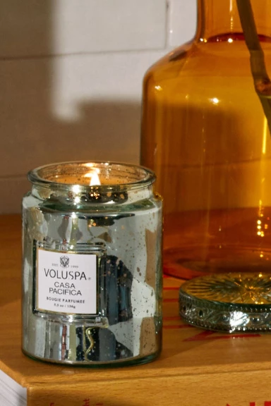 Voluspa Small Embossed Glass Jar - Casa Pacifica 1 Voluspa Small Embossed Glass Jar - Casa Pacifica