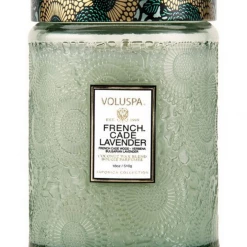 RESTOCKED Voluspa Large Embossed Glass Jar - French Cade Lavender