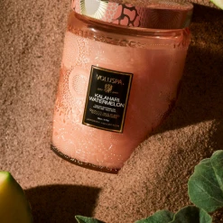 Voluspa Large Embossed Glass Jar - Kalahari Watermelon