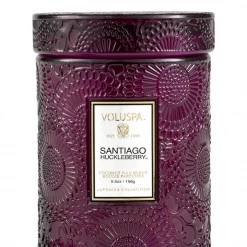 RESTOCKED Voluspa Small Embossed Glass Jar - Santiago Huckleberry
