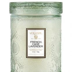 Voluspa Small Embossed Glass Jar - French Cade Lavender