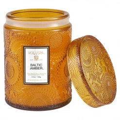 Voluspa Small Embossed Glass Jar - Baltic Amber RESTOCKED 5 Voluspa Small Embossed Glass Jar - Baltic Amber RESTOCKED