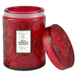 Voluspa Small Embossed Glass Jar - Goji & Tarocco