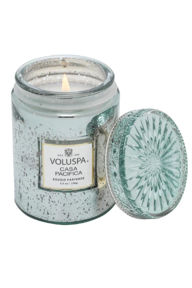 Voluspa Small Embossed Glass Jar - Casa Pacifica 3 Voluspa Small Embossed Glass Jar - Casa Pacifica