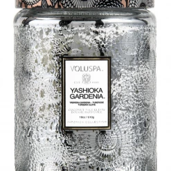 Voluspa Large Embossed Glass Jar - Yashioka Gardenia GIFT