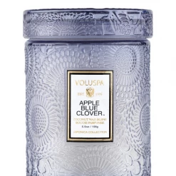 Voluspa Small Embossed Glass Jar - Apple Blue Clover RESTOCKED