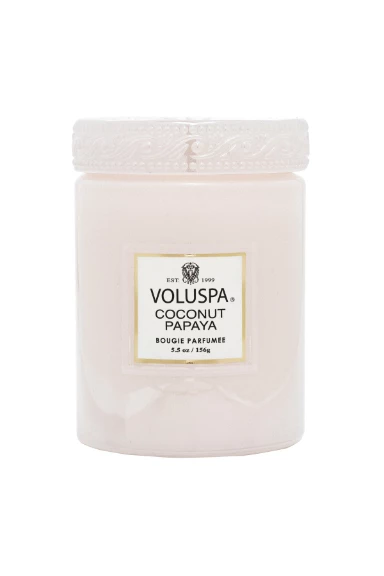GIFT Voluspa Small Embossed Glass Jar - Coconut Papaya 2 GIFT Voluspa Small Embossed Glass Jar - Coconut Papaya