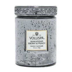 Voluspa Small Embossed Glass Jar - Makassar Ebony & Peach