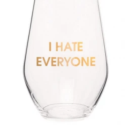 Chez Gagne Hate Everyone Stemless Wine Glass GIFT