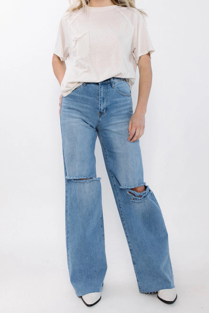 Vibrant CLOTHING Solar Distressed Wide Leg Jeans 2 Vibrant CLOTHING Solar Distressed Wide Leg Jeans