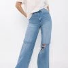 Vibrant CLOTHING Solar Distressed Wide Leg Jeans