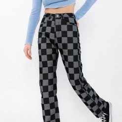 Et Clet Hold Back Checkered Jeans CLOTHING