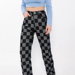 Et Clet Hold Back Checkered Jeans CLOTHING