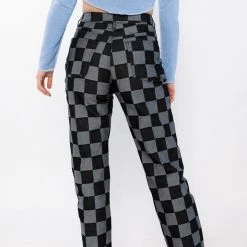 Et Clet Hold Back Checkered Jeans CLOTHING