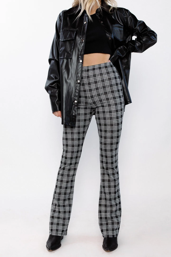 Chocolate USA BOTTOMS Camden Plaid Knit Pants 2 Chocolate USA BOTTOMS Camden Plaid Knit Pants