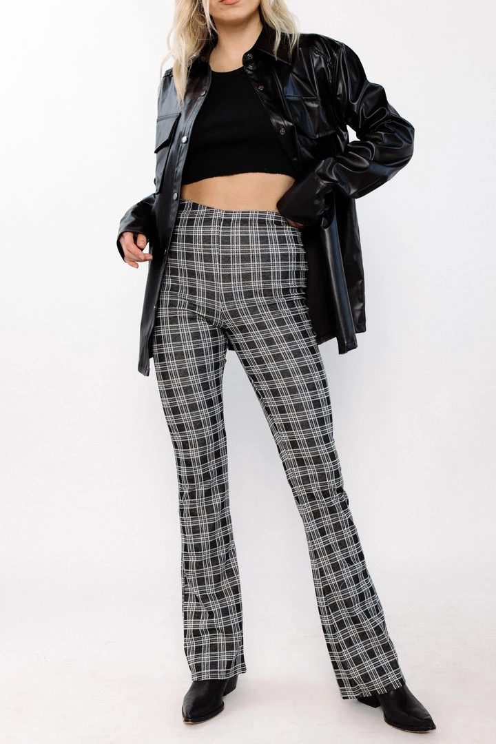 Chocolate USA BOTTOMS Camden Plaid Knit Pants 1 Chocolate USA BOTTOMS Camden Plaid Knit Pants