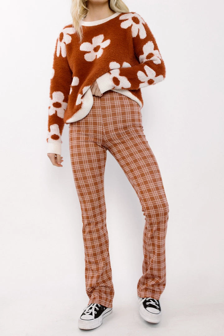 Chocolate USA BOTTOMS Camden Plaid Knit Pants 6 Chocolate USA BOTTOMS Camden Plaid Knit Pants