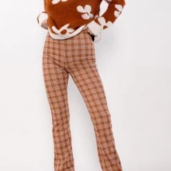 Chocolate USA BOTTOMS Camden Plaid Knit Pants 14 Chocolate USA BOTTOMS Camden Plaid Knit Pants