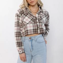 Timing CLOTHING Blissful Cropped Plaid Top