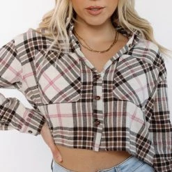 Timing CLOTHING Blissful Cropped Plaid Top