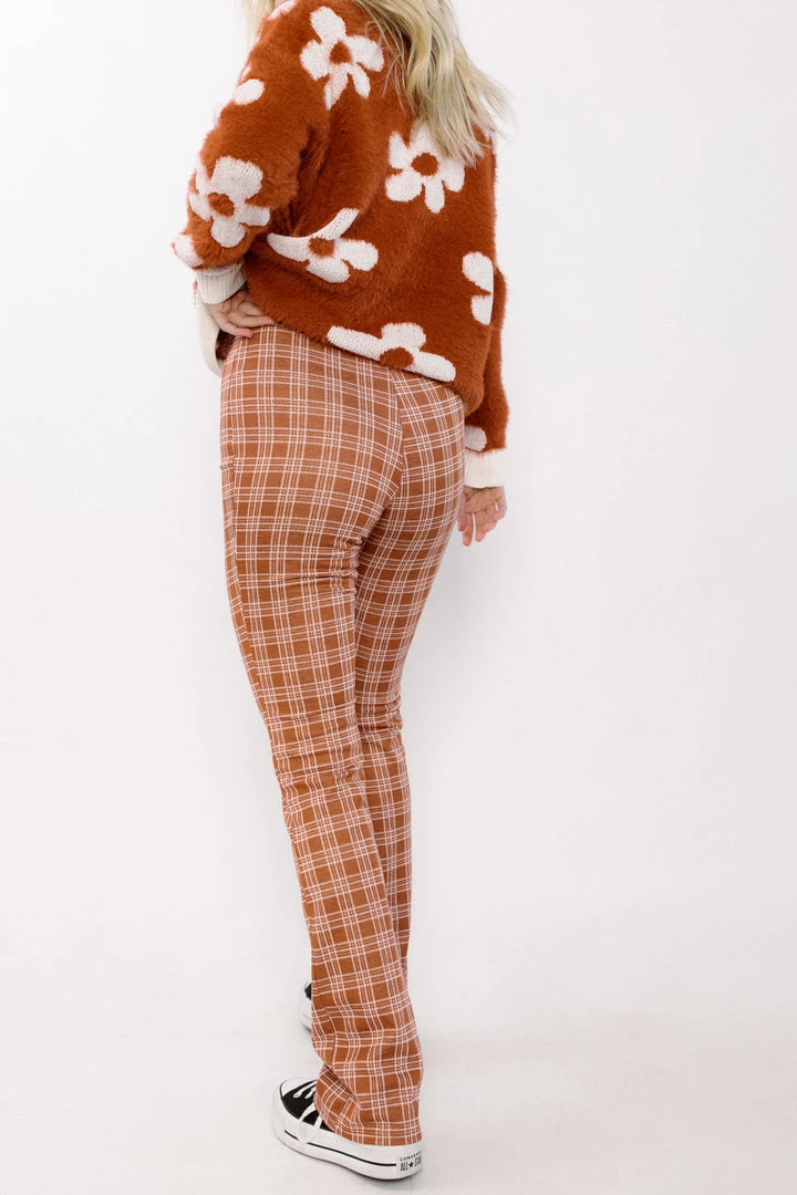 Chocolate USA BOTTOMS Camden Plaid Knit Pants 8 Chocolate USA BOTTOMS Camden Plaid Knit Pants