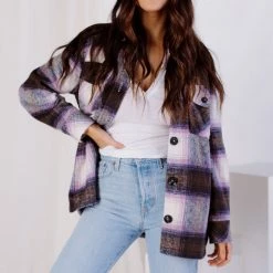 Sky To Moon Long Weekend Plaid Shacket