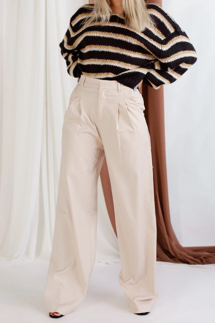 Beige Botany Influencer Wide Leg Trousers 1 Beige Botany Influencer Wide Leg Trousers