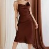 Beige Botany CLOTHING Sweet Melody Satin Midi Dress