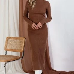 Beige Botany Captivated Open Back Knit Dress