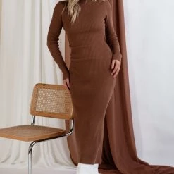 Beige Botany Captivated Open Back Knit Dress