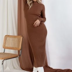 Beige Botany Captivated Open Back Knit Dress