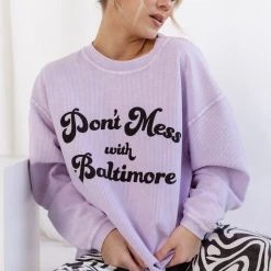 CLOTHING BRIGHTSIDE The Label Don't Mess Corded Crew