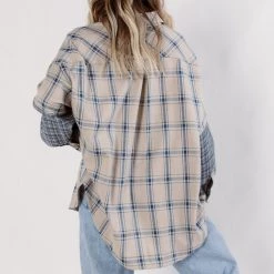 Listicle CLOTHING Madison Plaid Contrast Button Down Top