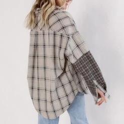 Listicle CLOTHING Madison Plaid Contrast Button Down Top