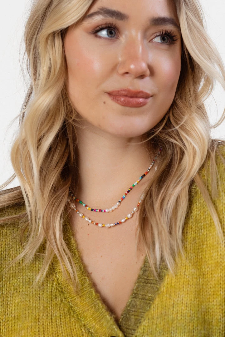 Brightside ACCESSORIES McKenzie Beaded Pearl Necklace 4 Brightside ACCESSORIES McKenzie Beaded Pearl Necklace