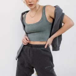 Nikibiki Time To Trim Vintage Wash Ribbed Crop Top CLOTHING