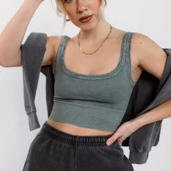 Nikibiki Time To Trim Vintage Wash Ribbed Crop Top CLOTHING