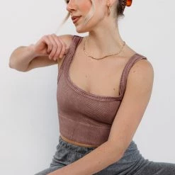 Nikibiki Time To Trim Vintage Wash Ribbed Crop Top CLOTHING