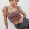 Nikibiki Time To Trim Vintage Wash Ribbed Crop Top CLOTHING