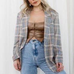 Miss Love Elevated Plaid Blazer