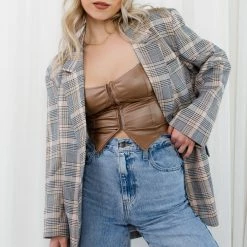 Miss Love Elevated Plaid Blazer