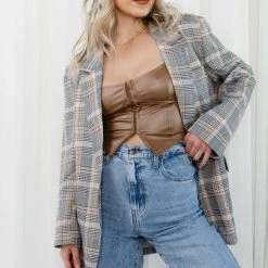 Miss Love Elevated Plaid Blazer