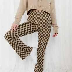 Miss Love Step In Checkered Print Pants