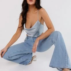 Miss Love CLOTHING To Heart Satin Tie Top