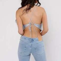 Miss Love CLOTHING To Heart Satin Tie Top