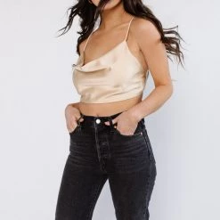 Miss Love CLOTHING To Heart Satin Tie Top