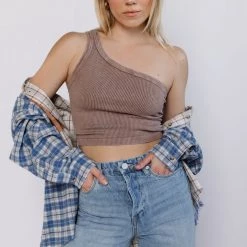 Nikibiki Together As One Shoulder Vintage Wash Tank