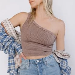Nikibiki Together As One Shoulder Vintage Wash Tank
