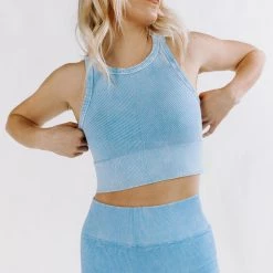 Nikibiki Keep It Up High Neck Vintage Wash Crop Top CLOTHING